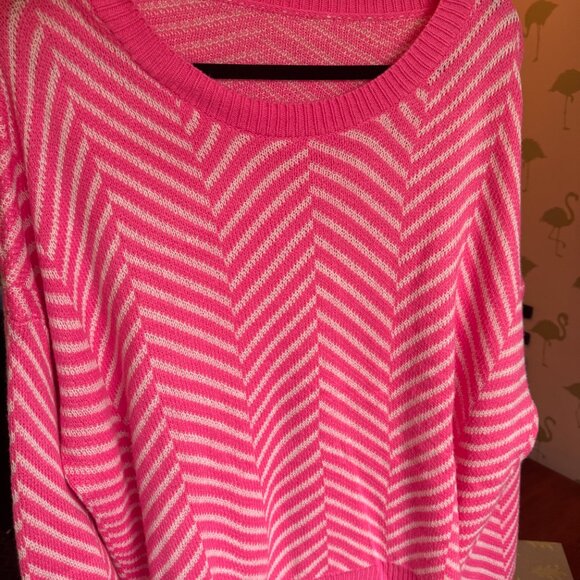 Shein - Pink and White - Chevron Knit Sweater - XXL - Picture 3 of 3